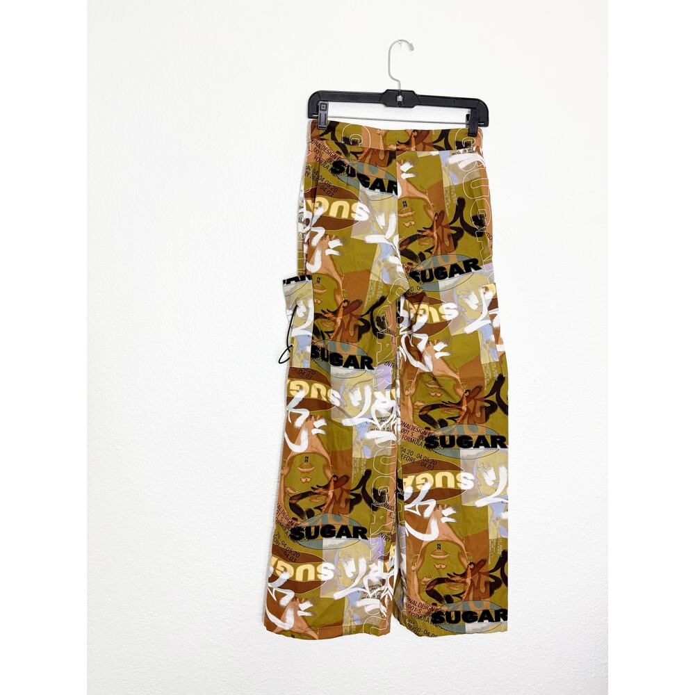 AsYou Y2K Vintage Printed Graphic Wide Leg Pants Size 2 Streetwear Indie - Picture 13 of 14